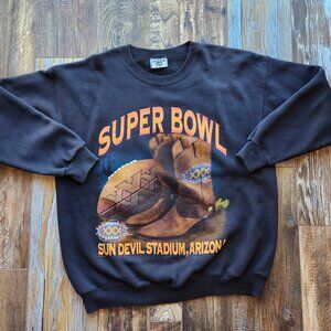 Vintage'95 Lee Made in USA XXX Super Bowl Sun Devil Stadium AZ Sweatshirt Blue